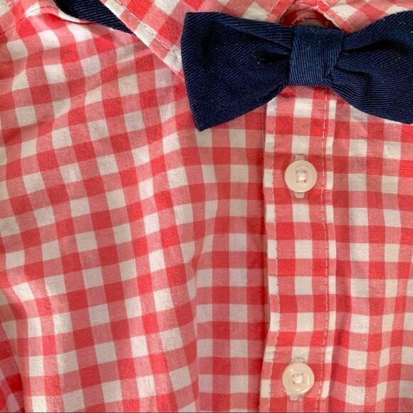 NWT Children’s Place Baby Boys Gingham Bodysuit w/ Bow Tie – Size 3-6M (NWT) - Picture 3 of 6